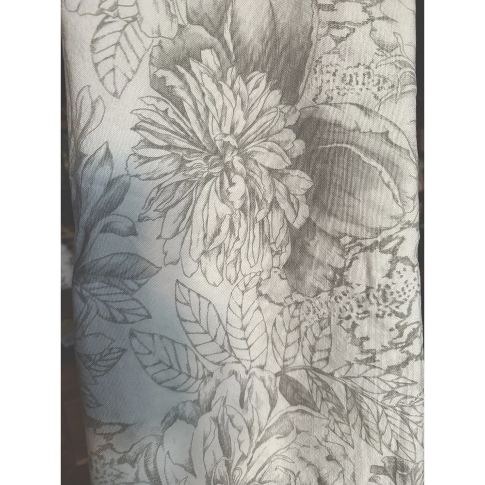 RARE IKEA Alvine Lander Curtains 100% Cotton Grey Floral Toile 4 Panels 40"x80"